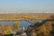 View of the Kiev hills on and the Dnieper from above on a sunny day