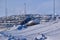 View of Kiruna city and the iron ore mine on the mountain Kiirunavaara