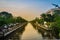 View of Klong Phadung Krung Kasem, the canal dug in 1851 in order to serve as a new outer moat for the expanding city. Evening