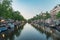 View of Kloveniersburgwal canal in the evening