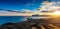 View of the Koktebel Bay, Cape Chameleon and ancient volcano Karadag, Crimea