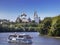 View on Kolomna Kremlin, the Moscow river and floating on the river tourist boat