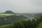 View from Konigstein castle to the Lilienstein on cloudy day