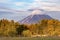 View of the Koryak volcano from The Kainyran ethnic village. Kamchatka.