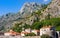View of Kotor: mountains, walls of old town, port