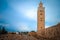 A view of the Koutoubia Mosque in the evening. Marrakesh, Morocco