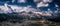 View from the Krippenstein mountain to the Dachstein mountain range and the highest mountain, the Hoher Dachstein. Panorama of