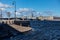 View of the Kunstkamera on the University embankment across the Neva river in Saint Petersburg, Russia