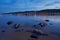 view of Kyiv, night city lights, bridge over the river, panorama of the capital of Ukraine