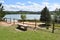 View of La Grajera park from a recreation area.