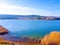 View of La Grajera reservoir in LogroÃ±o, Spain. Section of the Pilgrims` Way to Santiago de Compostela past the city of LogroÃ±o