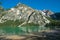 View of Lago Di Braies in the Italian mountains, Pragser Wildsee in South Tyrol