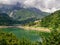 View of Lago ie Lake Vagli in Garfagnana, province of Lucca, Italy. Near Vagli Sotto village. Actually a madmade