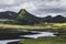 View of Lakagigar black volcanic desert in Iceland Skaftafell national park