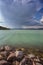 View of lake Balaton from Hungary, before a heavy shower