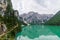 View of Lake Braies and a path that runs alongside it