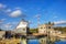 View of Lake Freighter moving through the Welland Canal in Canada