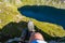 View of the lake from a hill in Cadair Idris National Park Snowdonia in Wales 2022