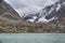 View of the lake Kuiguk. Peaks of the Altai Mountains. Autumn la