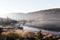 View of Lake Lacar in the province of Neuquen in Argentina in the early morning during Autumn in Patagonia