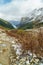 View of Lake Louise and surrounding mountains from the Plain of Six Glaciers Trail