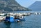 View of Lake Lugano panorama from Monte San Salvatore Bridge over Lake Lugano in Switzerland.