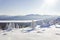 View of lake from mountain range Zyuratkul, winter landscape. Ur