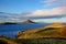 View of Lake Myvatn Iceland and its volcanic peaks