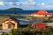 View of Lake Rotorua: Saint Faith`s Church and Ohinemutu