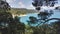 View of Lake Sainte Croix du Verdon through the trees, in Provence, France, Europe