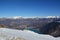 View of the lake of santa croce and the alpago mountains