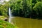 View of lake with Snake Fountain in Sofiyivka park in Uman, Ukraine