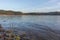 view of lake with sunset algae and stones. Serra de Tomar. Portu