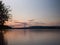 View of the lake after sunset, moonrise