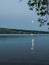 View of the lake after sunset, moonrise