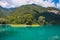 View of Lake Tenno: a turquoise diamond on Garda Lake, Trentino, Italy