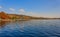 View of the lake of viverone in italy with the dock for mooring