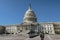 View of landmark Capitol building, seat of US Congress.