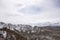 View landscape and cityscape of Leh Ladakh Village with high mountain range from viewpoint Tsemo Maitreya Temple or Namgyal Tsemo