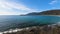 View of the landscape and coastline at the Tessalated Pavement beach in Eaglehack Neck in the Tasman Peninsula in Tasmania,