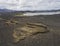 View on landscape with Colorful crater lake and volcanic snow co