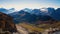 View of the landscape of the Dolomites mountains from Sass Pordoi, Italy