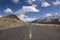 View landscape with Himalayas mountains and between journey Pangong Tso high grassland lake go to Leh Ladakh on Leh Manali and