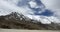 View landscape with Himalayas mountains and between journey Pangong Tso high grassland lake go to Leh Ladakh on Pangong lake road