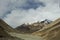 View landscape with Himalayas mountains and between journey Pangong Tso high grassland lake go to Leh Ladakh on Pangong lake road