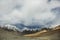 View landscape with Himalayas mountains and between journey Pangong Tso high grassland lake go to Leh Ladakh on Pangong lake road