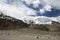 View landscape with Himalayas mountains and between journey Pangong Tso high grassland lake go to Leh Ladakh on Pangong lake road