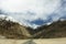 View landscape with Himalayas mountains and between journey Pangong Tso high grassland lake go to Leh Ladakh on Pangong lake road