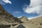 View landscape with Himalayas mountains and between journey Pangong Tso high grassland lake go to Leh Ladakh on Pangong lake road