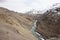 View landscape himalayas range mountain with Confluence of the Indus and Zanskar Rivers from on Srinagar highway while winter